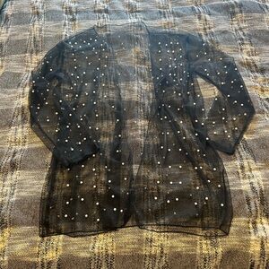 Mesh Pearl Polka Dot Blouse
